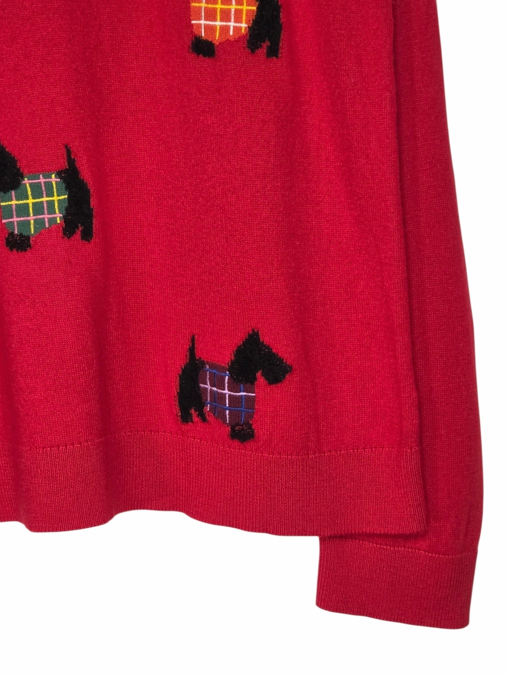 Talbots Red Black Scottie Dog Plaid Sweater Cashmere Blend Women’s XL - Picture 5 of 16